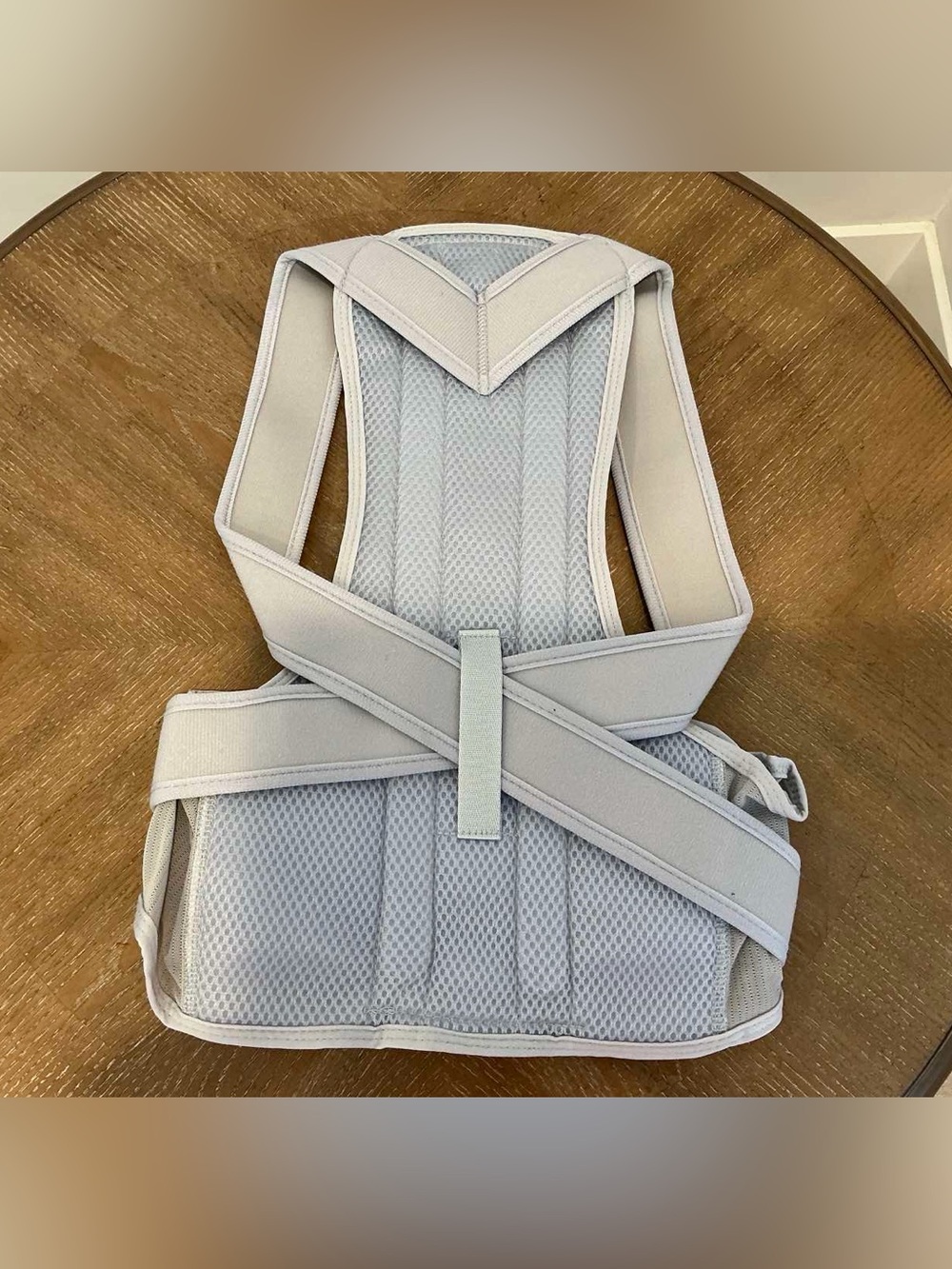 Posture Corrector Back Brace Adjustable Shoulder & Waist Support White Gray - Picture 3 of 3